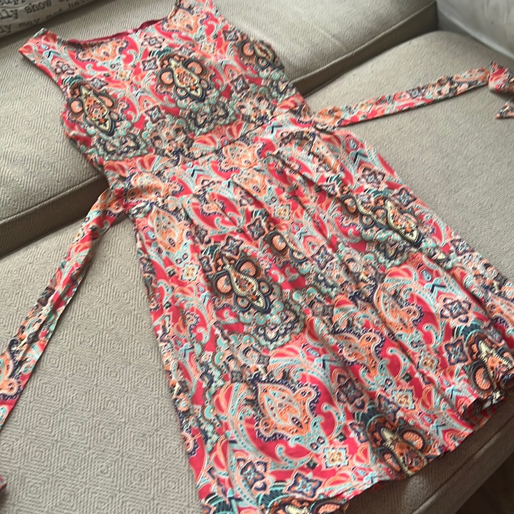 Small/medium brand less flowered red dress